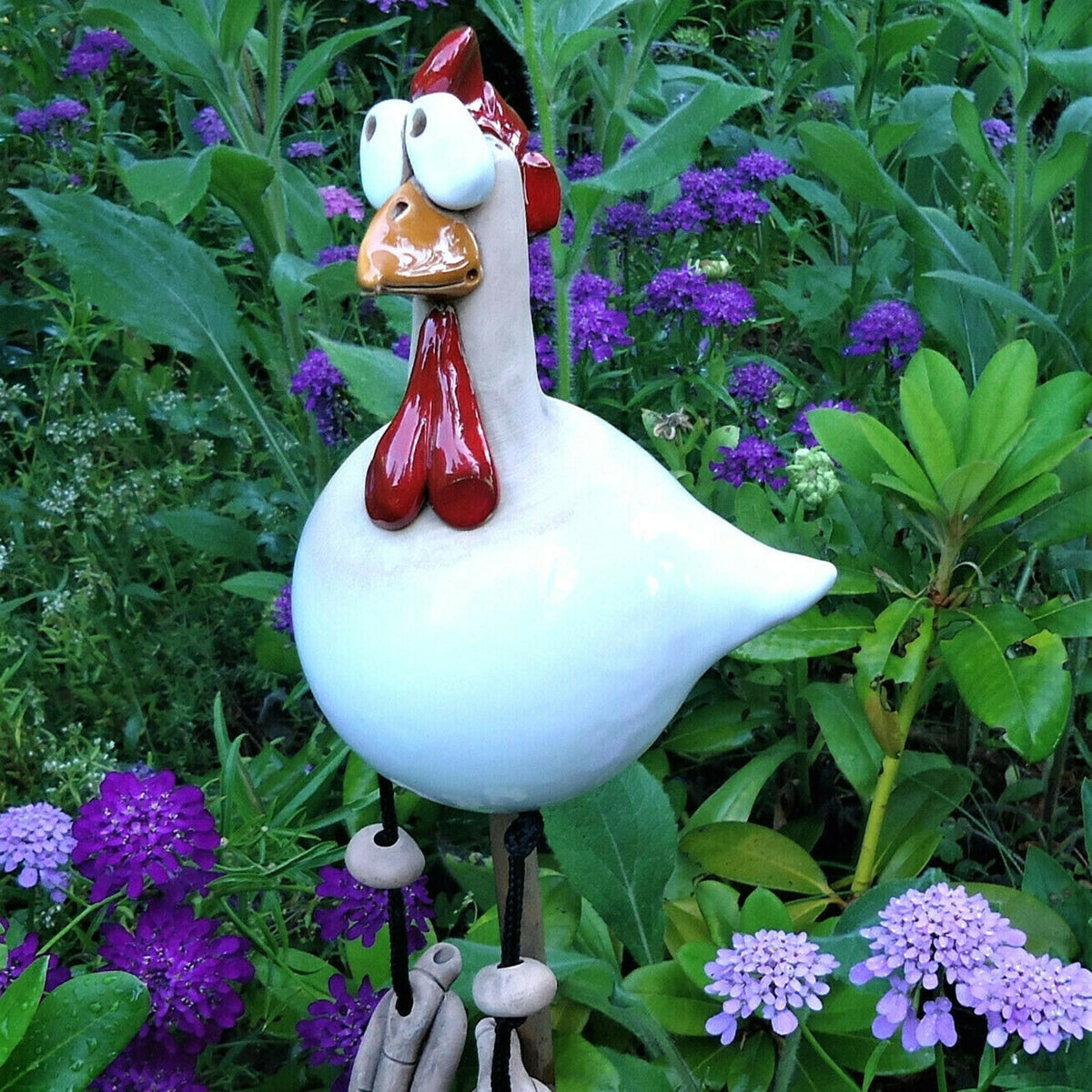 Garden Chicken Ornaments Resin | Set of 2, 226 g Each | Five Colour Options, Weatherproof, Indoor & Outdoor Display 2