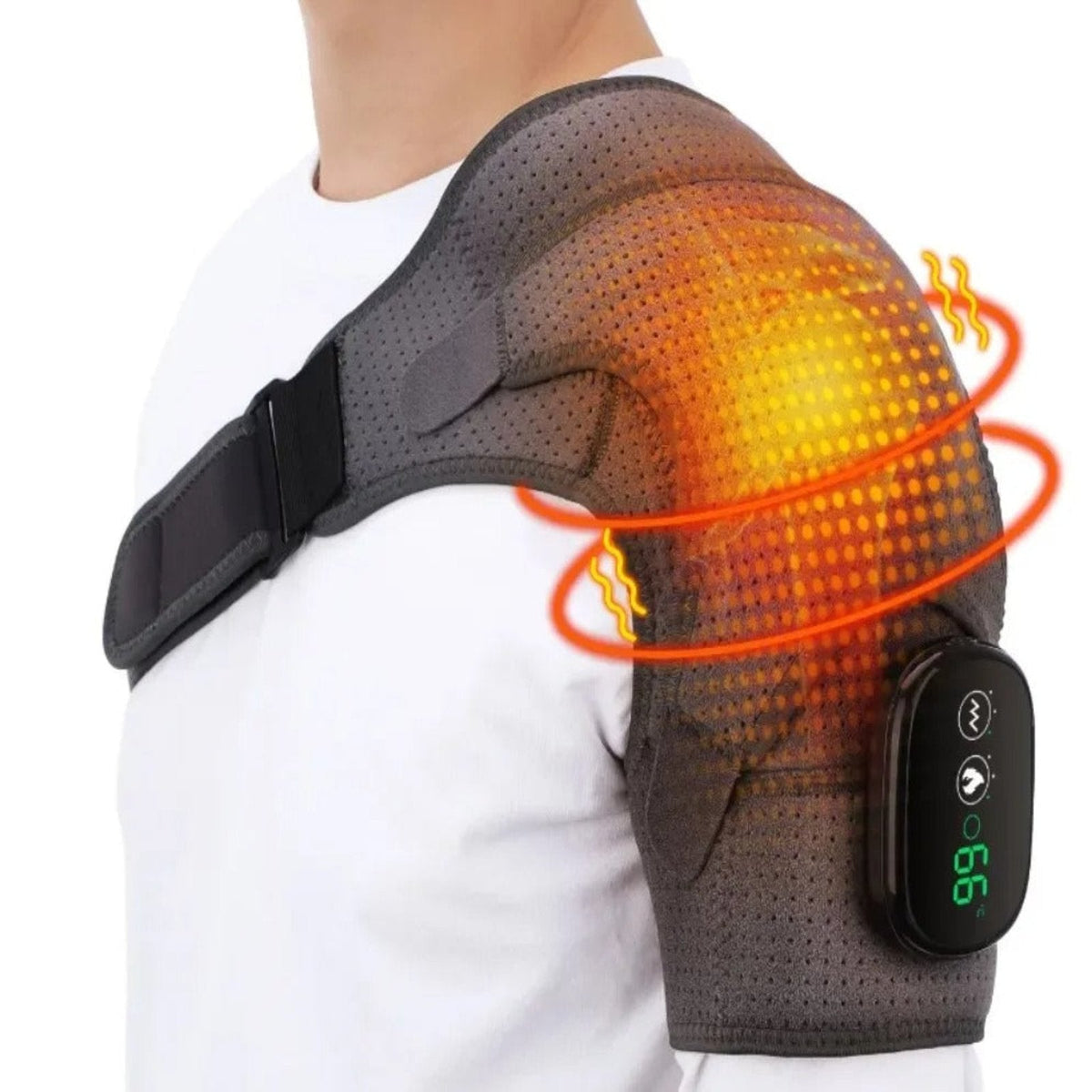 Heated Shoulder Massager | Adjustable Heat & Vibration Levels | USB Rechargeable, Adjustable Straps for Shoulder Tension Relief