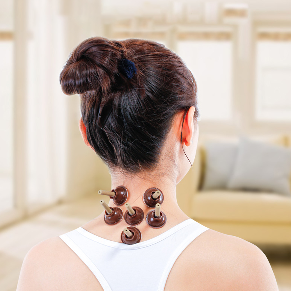 Herbal moxa patches with suction cups on the neck