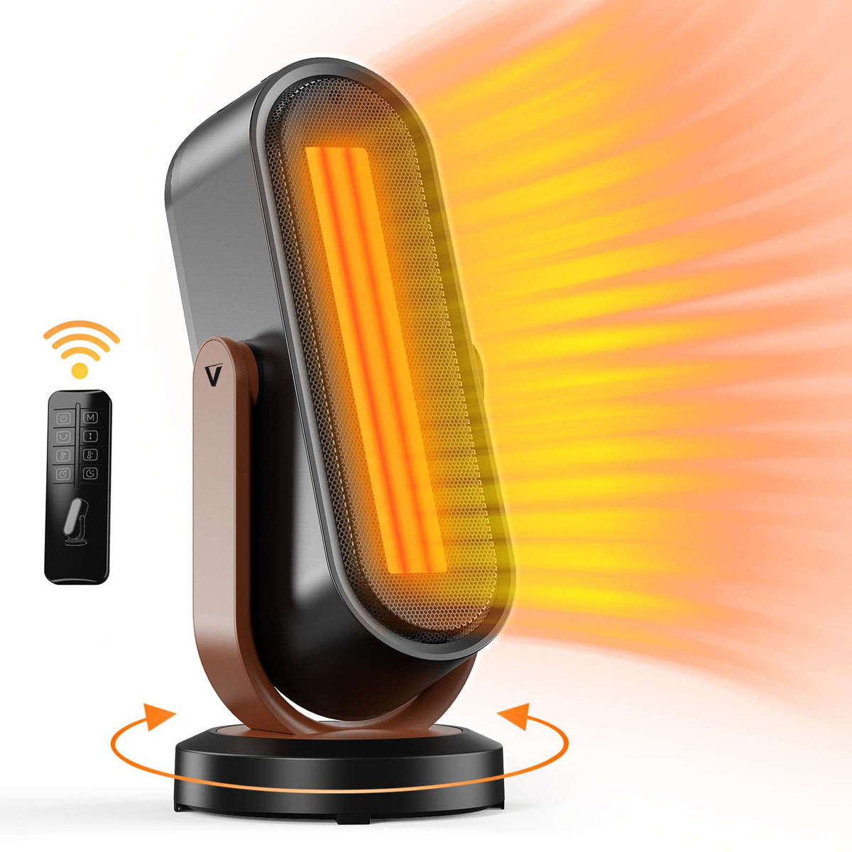 Electric Space Heater with Remote Control | 120° Oscillation, Adjustable Angle | Quiet 45 dB & Child Lock Safety 1