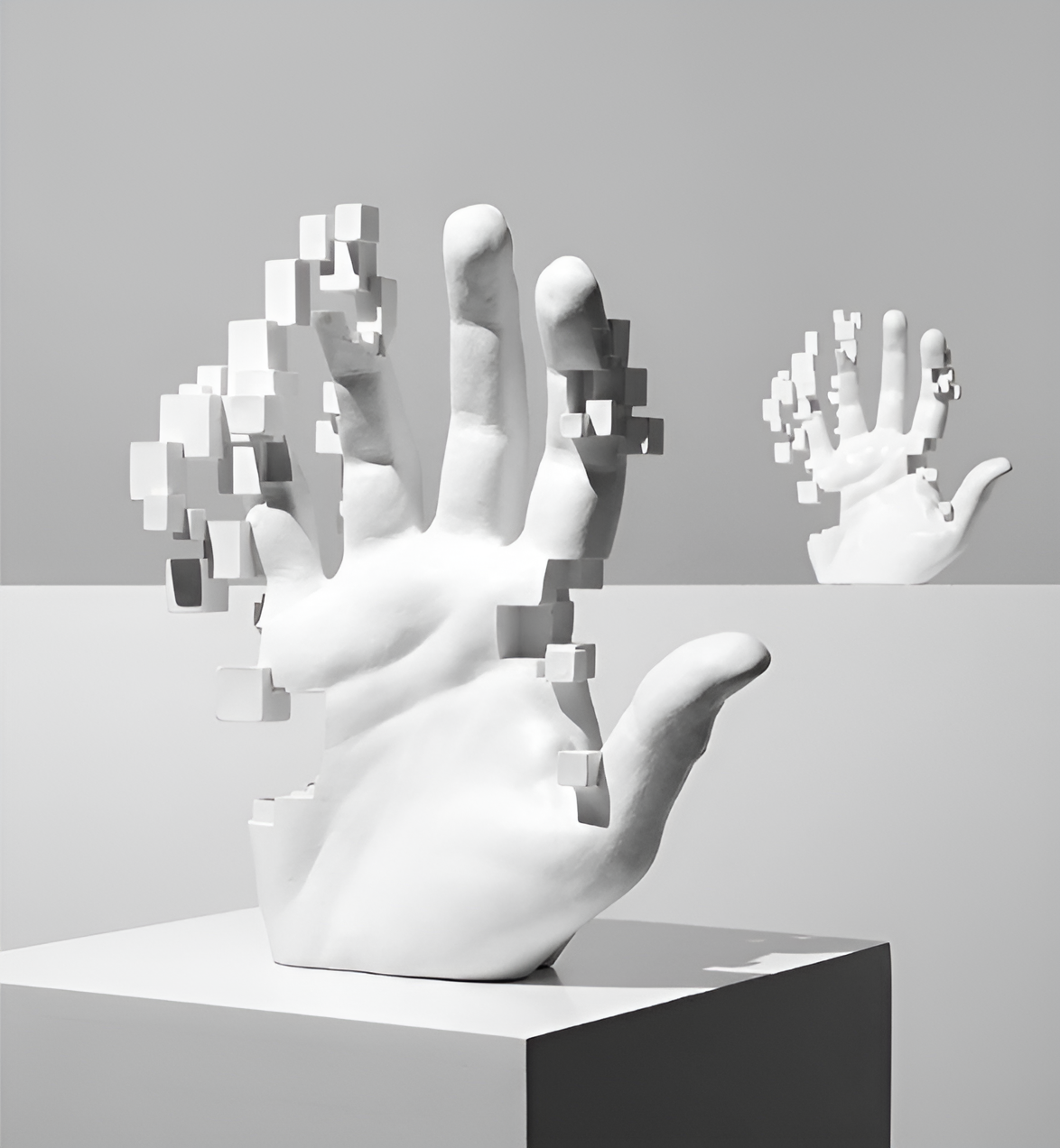 Decorative Resin Hand Sculpture | Mosaic Glitch Pattern | Abstract Statement Piece for Shelf, Desk or Living Room 1