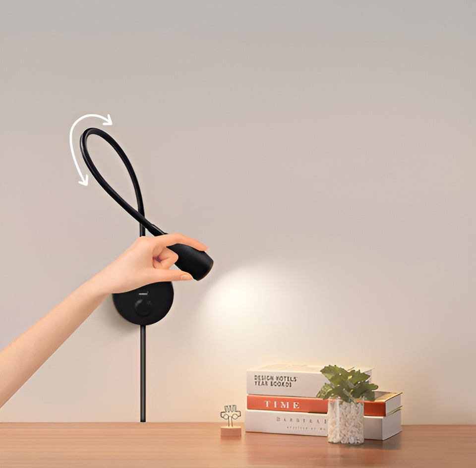LED Wall Reading Lamp with Flexible Gooseneck | Black, 150 x 150 x 50 mm | USB Charging Port, 3 Light Colours Available 4