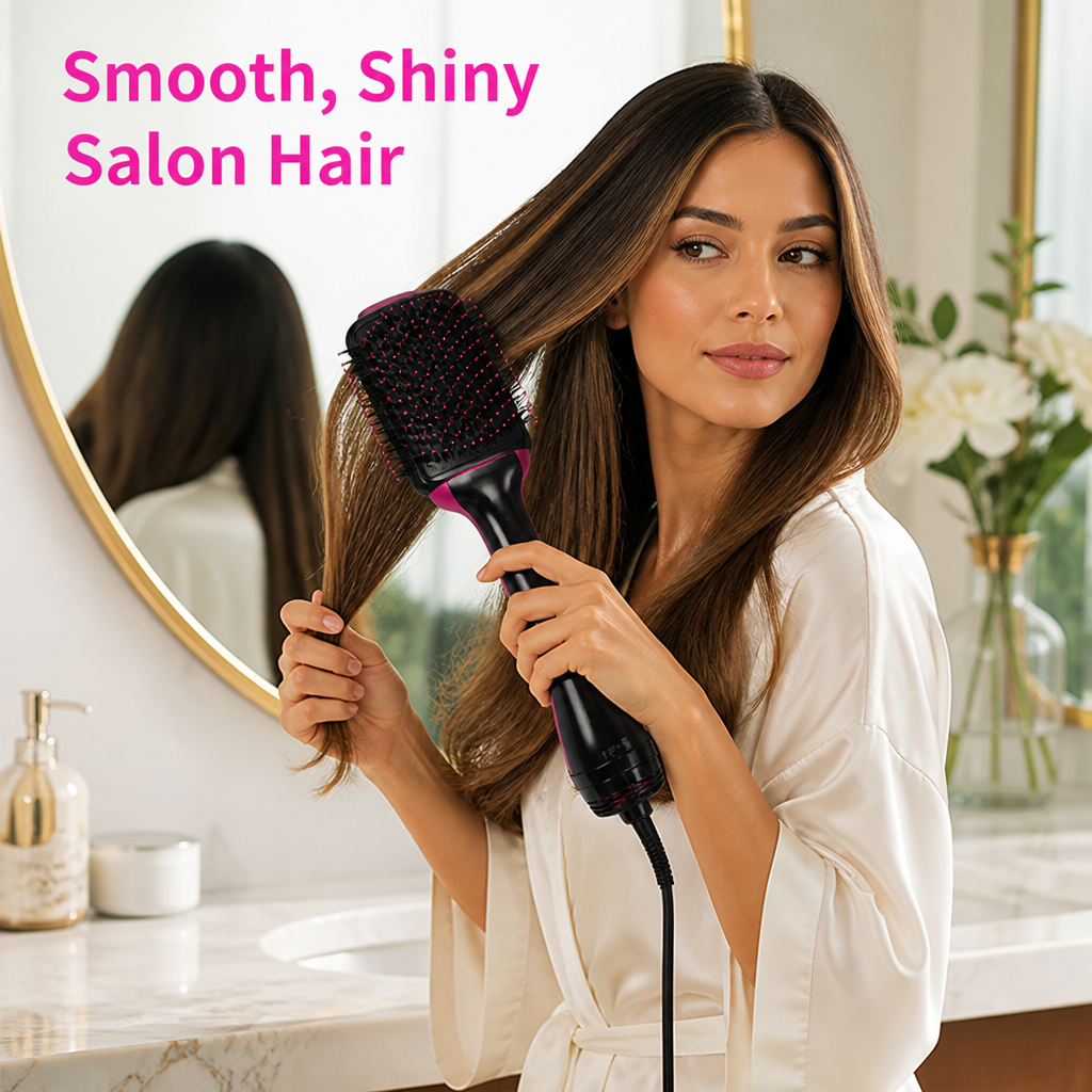 Hot Air Styler Brush | Negative Ion Technology & Oval Volumising Head | Dries, Straightens & Styles in One Step