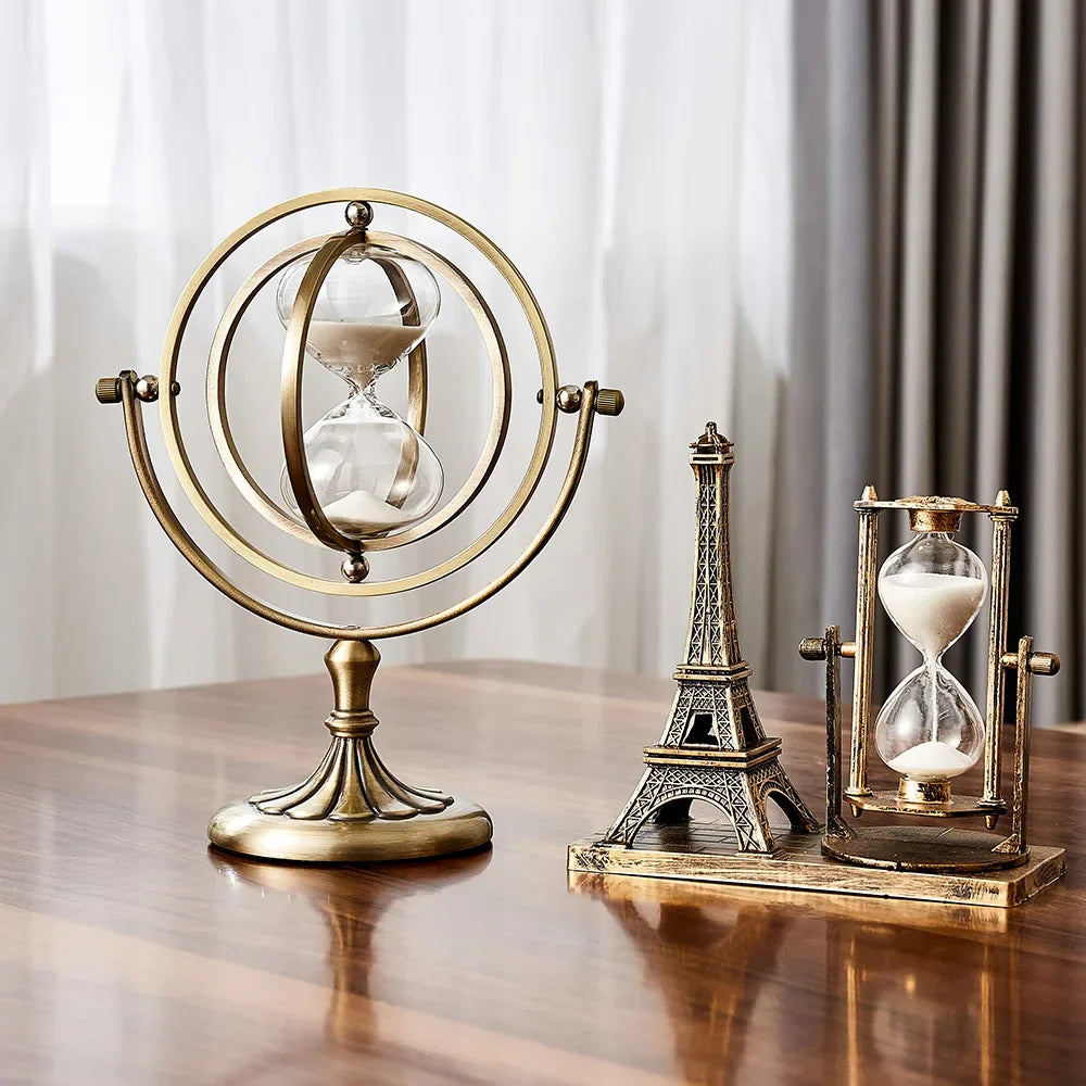 Hourglass Sand Timer | Pivoting Rings, Pedestal Base