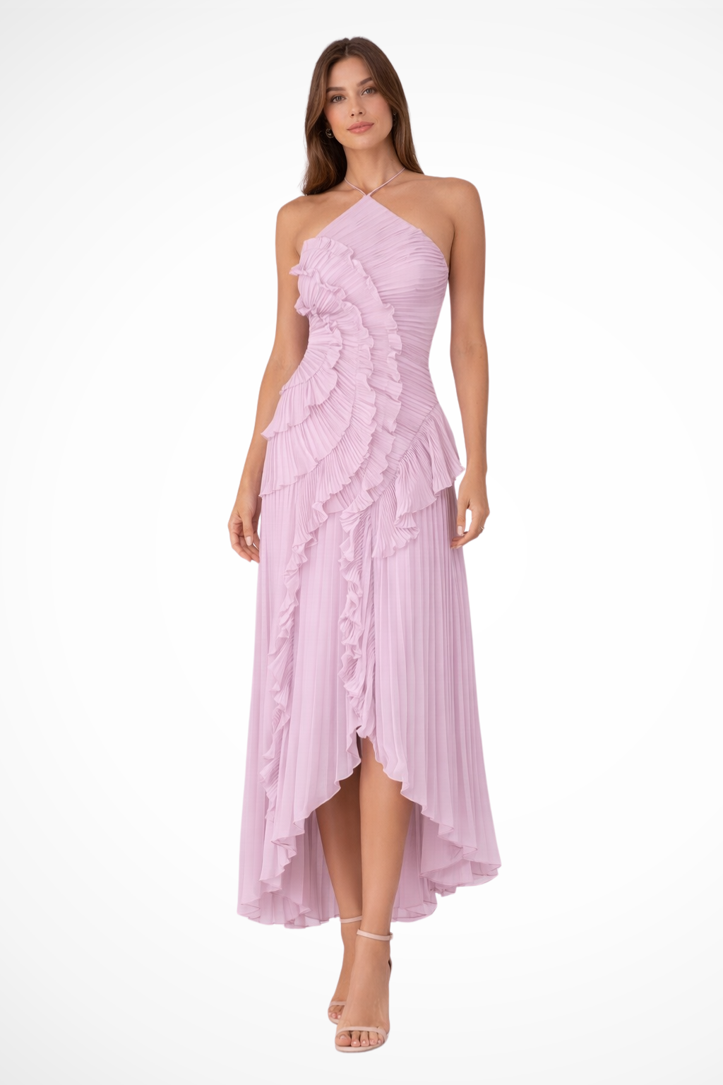 Imogen | Women's Dress – Sleeveless Halter Maxi With Ruffled Hem 3