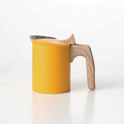Induction Moka Pot Coffee Maker – Stainless Steel Matte Yellow Finish