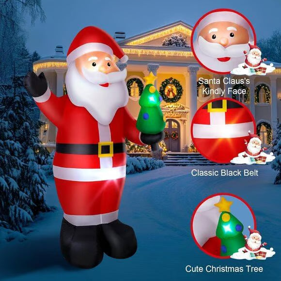 Inflatable Santa Claus Christmas Decoration | Built-in LEDs, Sandbags & Stakes Included | Waterproof Outdoor Yard Display