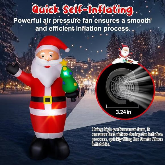 Inflatable Santa Claus Christmas Decoration | Built-in LEDs, Sandbags & Stakes Included | Waterproof Outdoor Yard Display