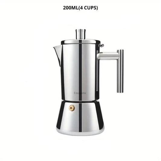 Italian Moka Pot Coffee Maker – 18/8 Stainless Steel for All Cooktops