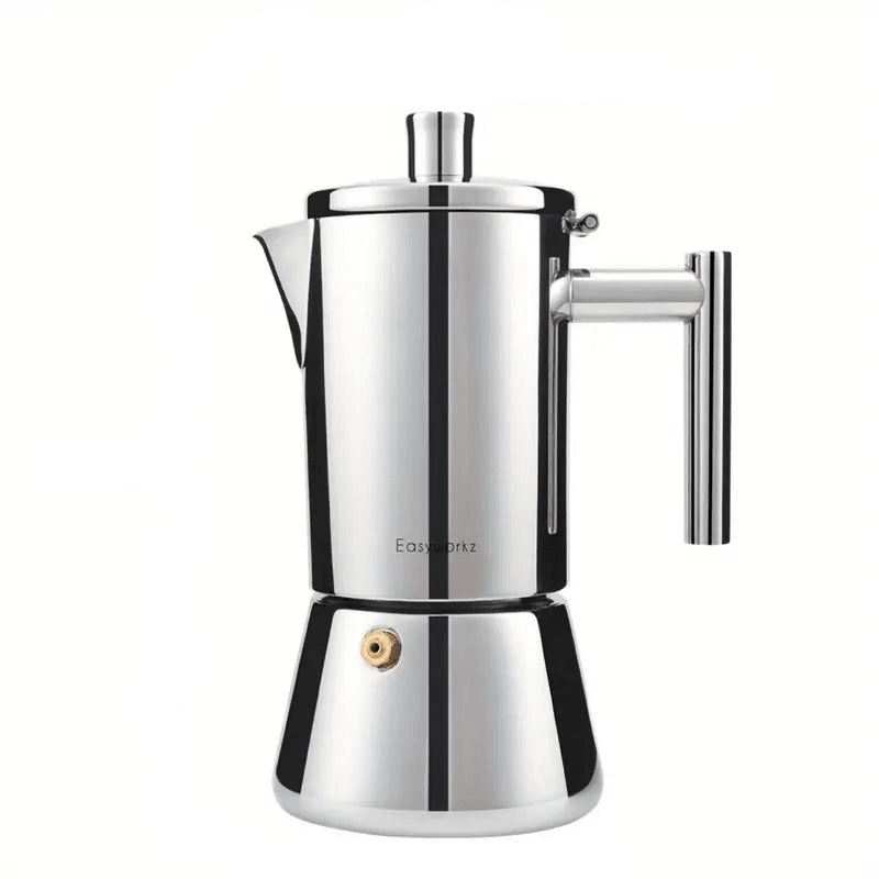 Italian Moka Pot Coffee Maker – 18/8 Stainless Steel for All Cooktops