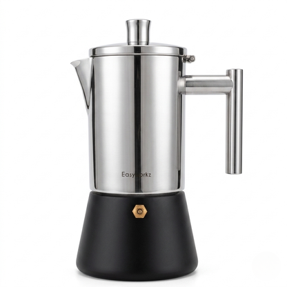 Italian Moka Pot Coffee Maker – 18/8 Stainless Steel for All Cooktops