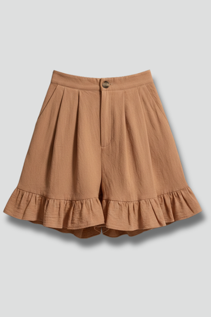 Jacklyn | Women's Shorts – High Waist Ruffle Hem Casual Design 1
