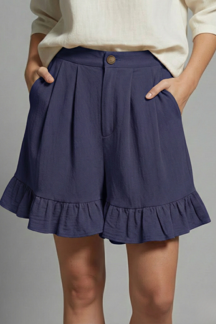 Jacklyn | Women's Shorts – High Waist Ruffle Hem Casual Design 10