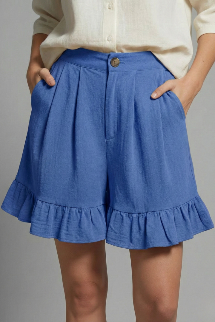 Jacklyn | Women's Shorts – High Waist Ruffle Hem Casual Design 15