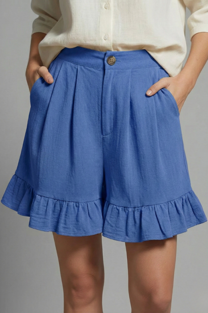 Jacklyn | Women's Shorts – High Waist Ruffle Hem Casual Design 15