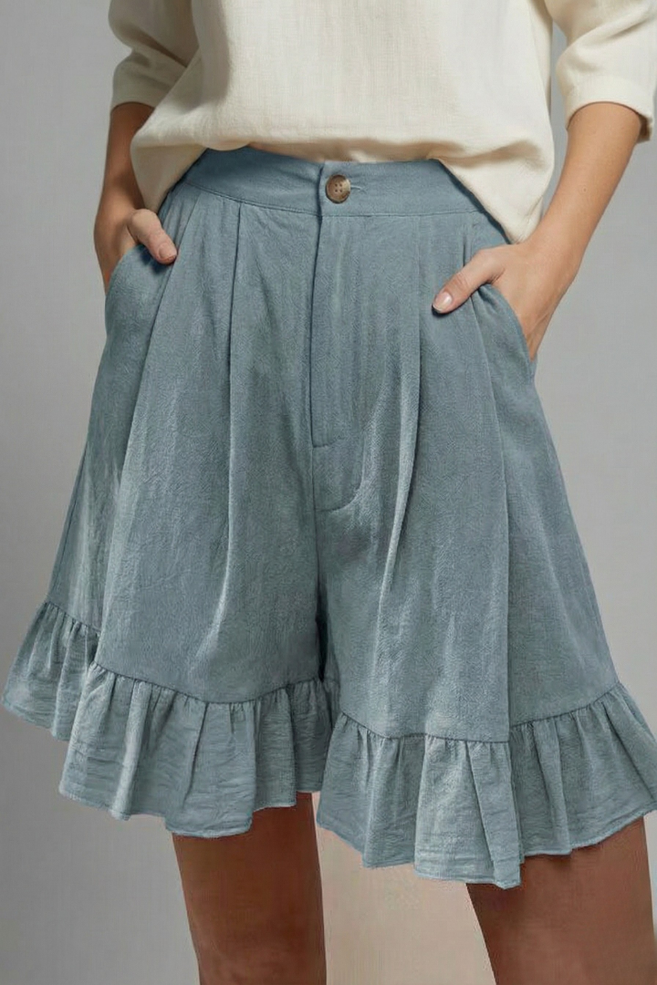 Jacklyn | Women's Shorts – High Waist Ruffle Hem Casual Design 16