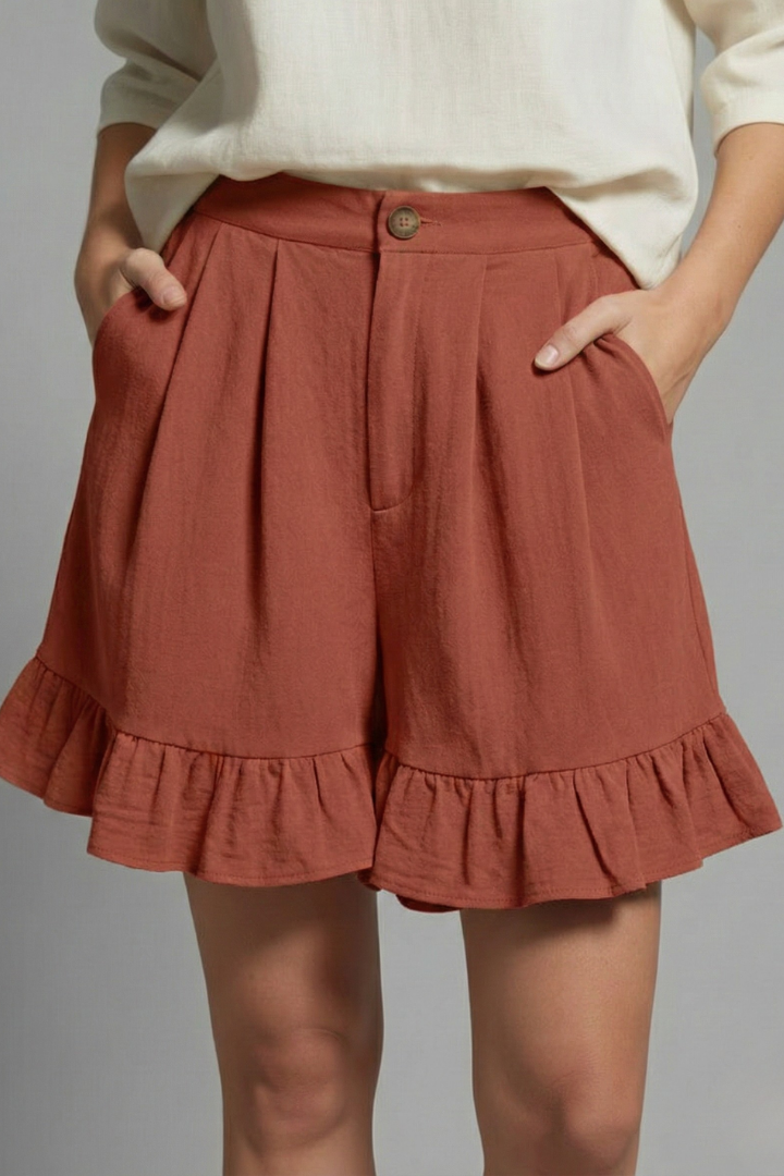 Jacklyn | Women's Shorts – High Waist Ruffle Hem Casual Design 18