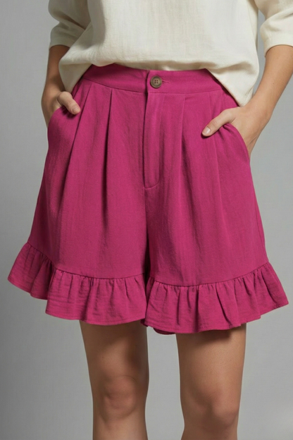 Jacklyn | Women's Shorts – High Waist Ruffle Hem Casual Design 19