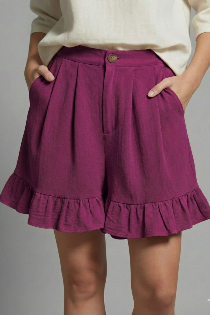 Jacklyn | Women's Shorts – High Waist Ruffle Hem Casual Design 20