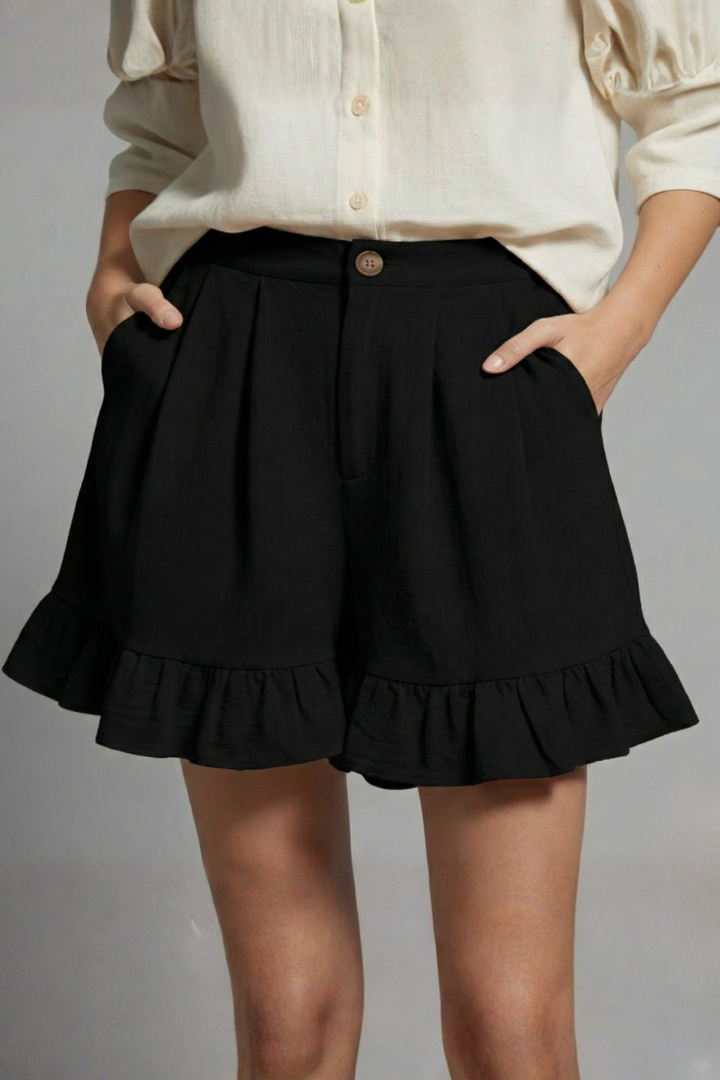 Jacklyn | Women's Shorts – High Waist Ruffle Hem Casual Design 7