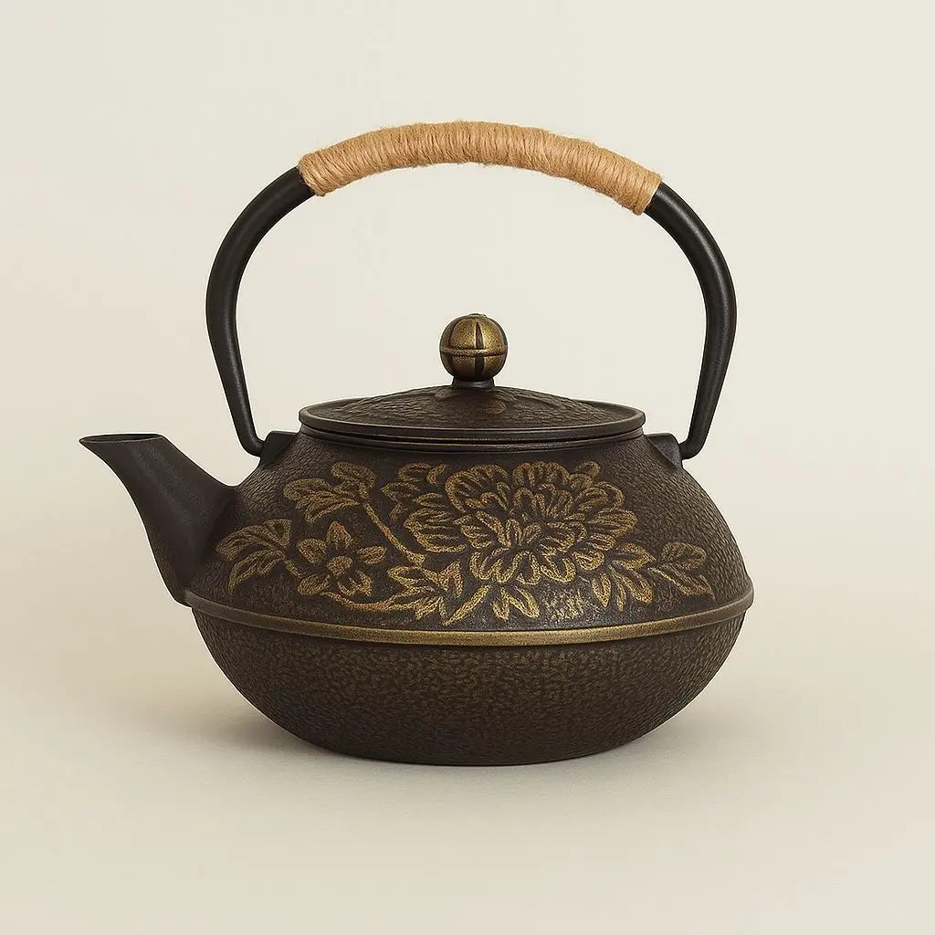 Japanese Teapot | Handmade Cast Iron Tea Pot, Floral Design & Ideal for Japanese Tea Set and Herbal Infusions 1