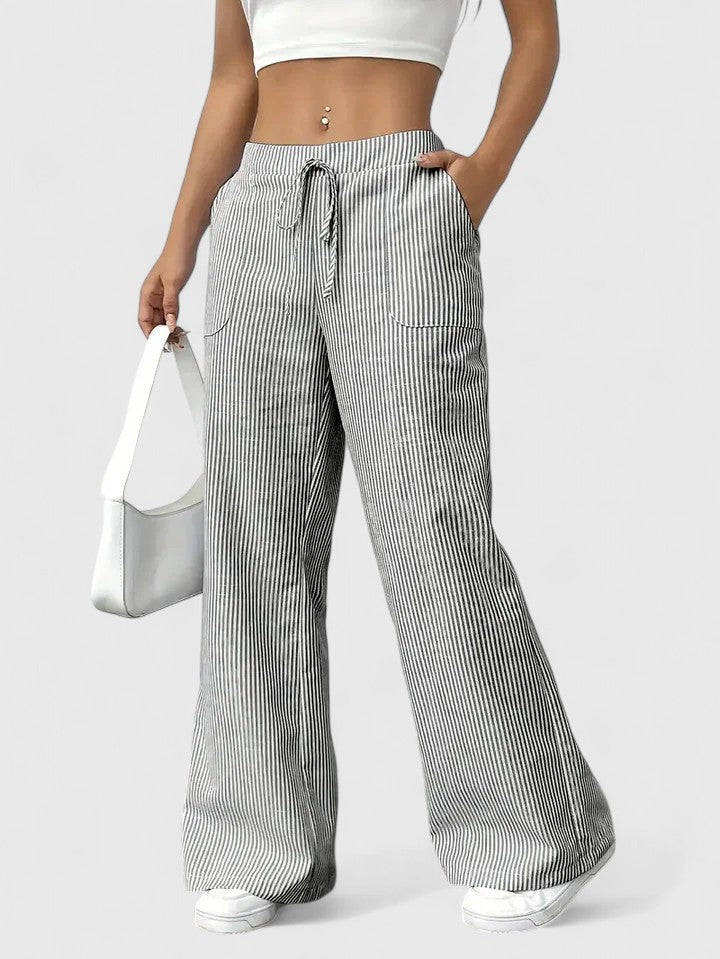 Jean | Wide Leg Trousers Women – High-Waist Cotton-Linen Blend 8