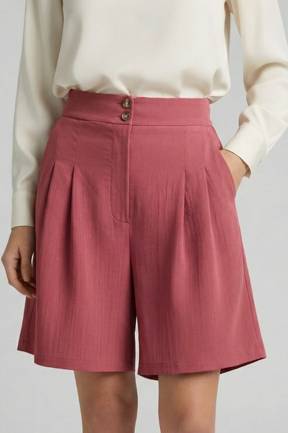 Jessica | Women's Shorts - High Waist Tailored Design With Pleats 10