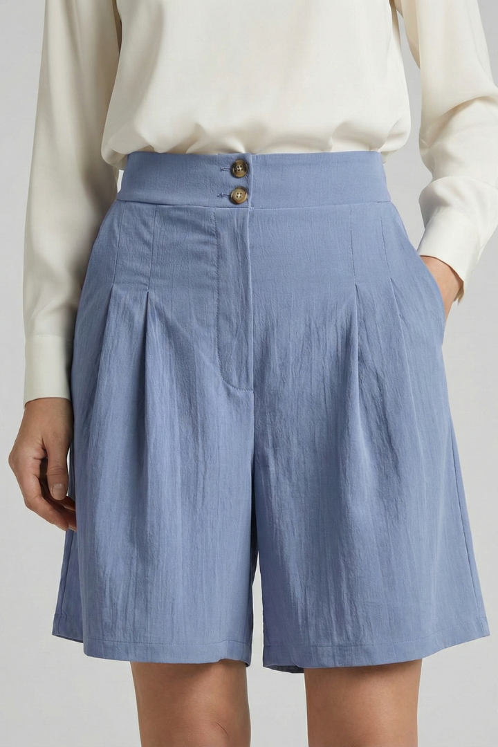 Jessica | Women's Shorts - High Waist Tailored Design With Pleats 11
