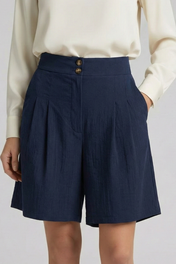 Jessica | Women's Shorts - High Waist Tailored Design With Pleats 12