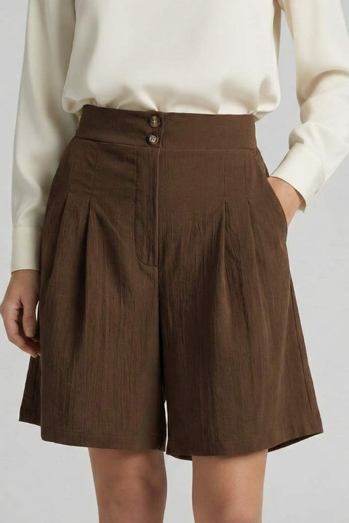 Jessica | Women's Shorts - High Waist Tailored Design With Pleats 13