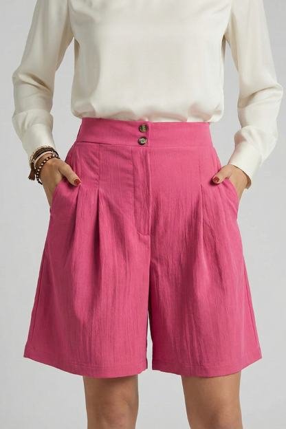 Jessica | Women's Shorts - High Waist Tailored Design With Pleats 14