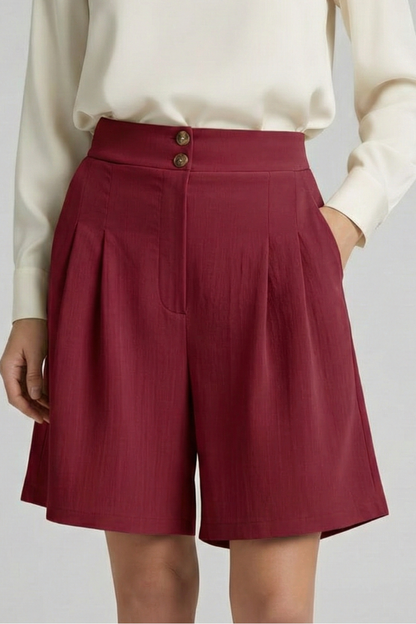 Jessica | Women's Shorts - High Waist Tailored Design With Pleats 16