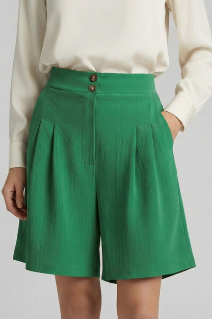 Jessica | Women's Shorts - High Waist Tailored Design With Pleats 17