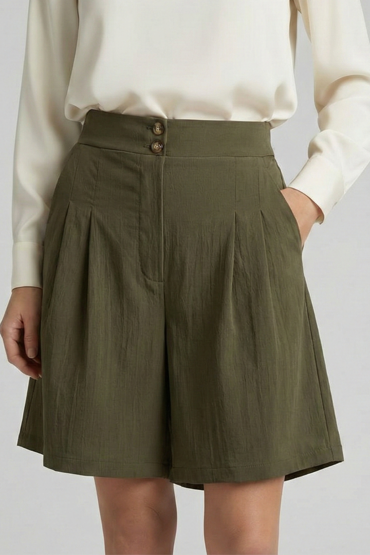 Jessica | Women's Shorts - High Waist Tailored Design With Pleats 18