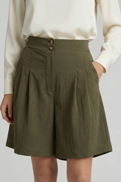 Jessica | Women's Shorts - High Waist Tailored Design With Pleats 18