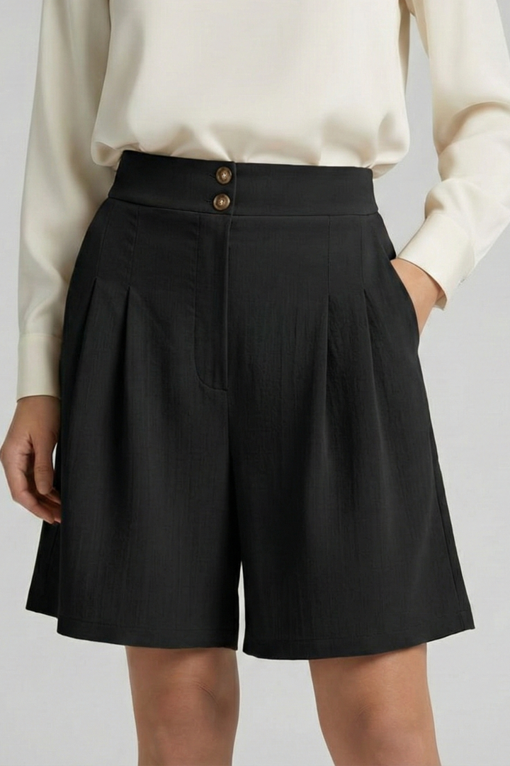Jessica | Women's Shorts - High Waist Tailored Design With Pleats 6