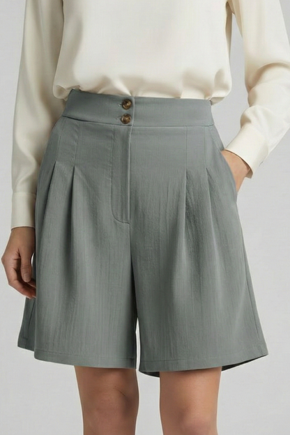 Jessica | Women's Shorts - High Waist Tailored Design With Pleats 7