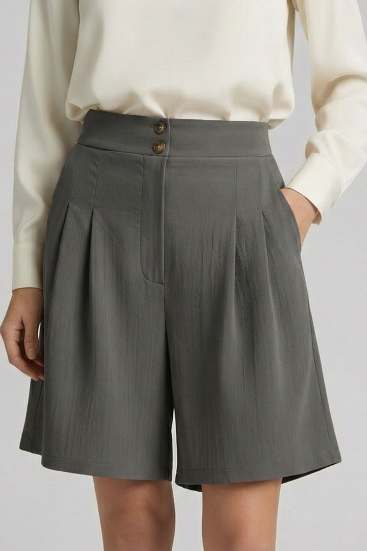 Jessica | Women's Shorts - High Waist Tailored Design With Pleats 8