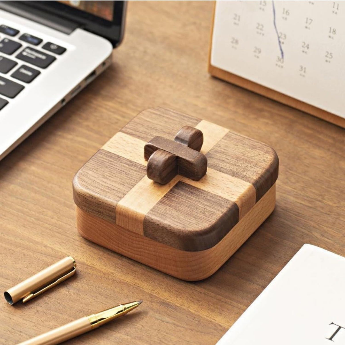 Jewelry Organizer Box | Two-Tone Lid, Sliding Cross Catch