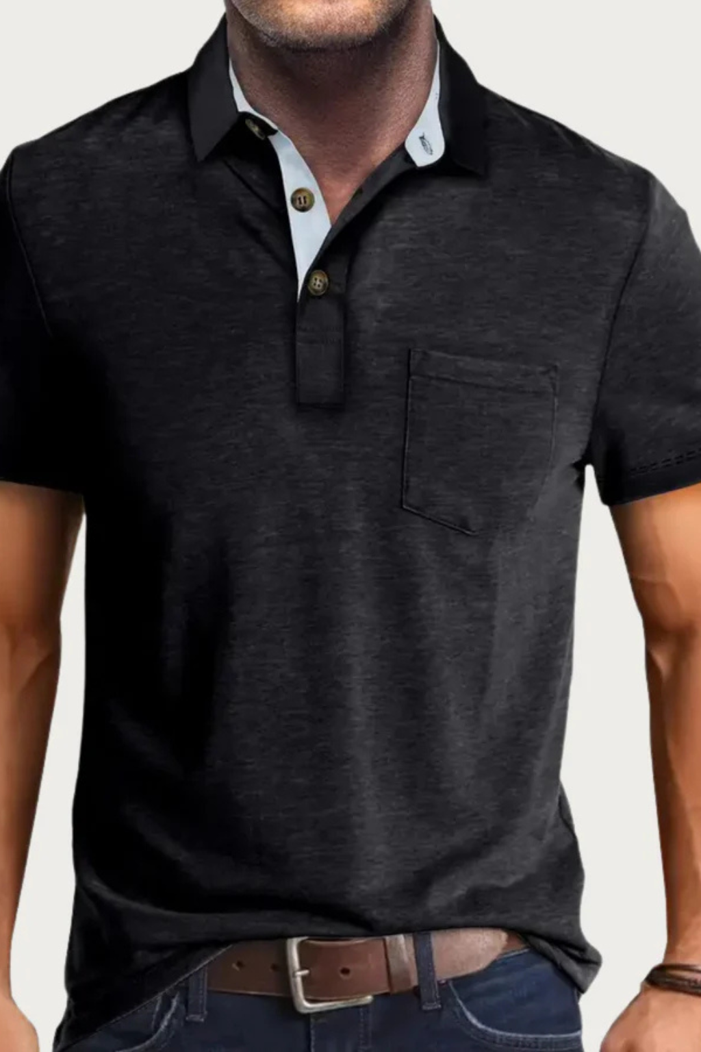 Joey | Men's Polo Shirt – Relaxed Fit With Contrast Collar Detail