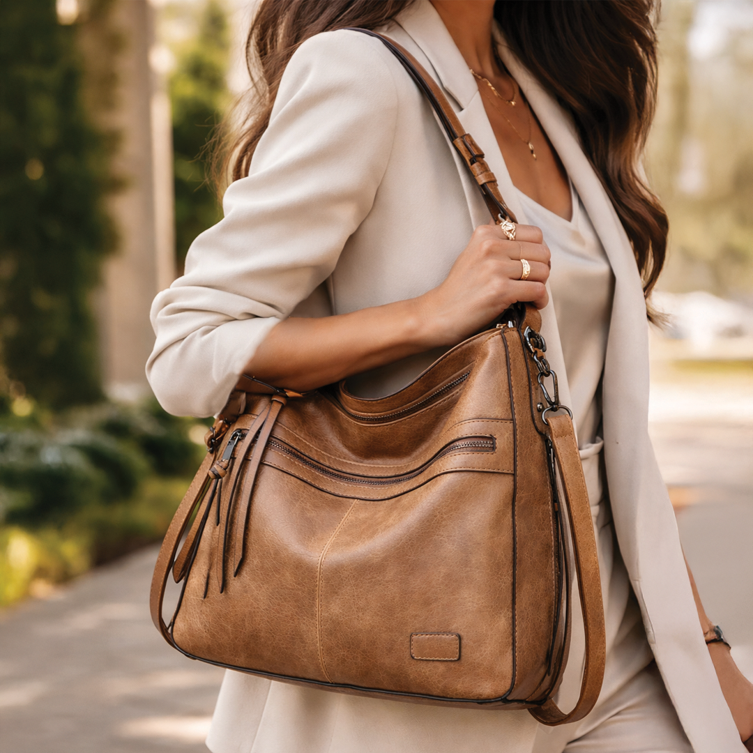 Judy | Vegan Leather Shoulder Bag - Spacious Hobo Design with Zipper Closure