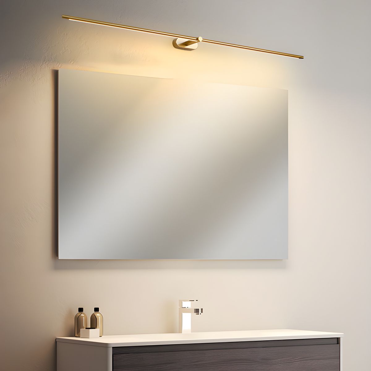 Linear Wall Lamp Metal & Acrylic, 68/98/128 cm | Black or Gold, Warm or Cool White | Integrated LED, Bathroom Safe 1