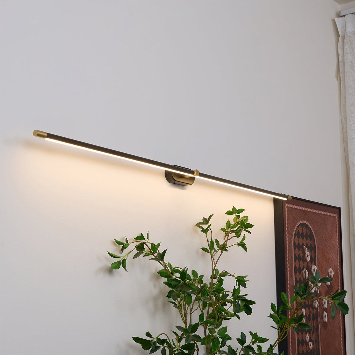 Linear Wall Lamp Metal & Acrylic, 68/98/128 cm | Black or Gold, Warm or Cool White | Integrated LED, Bathroom Safe 12