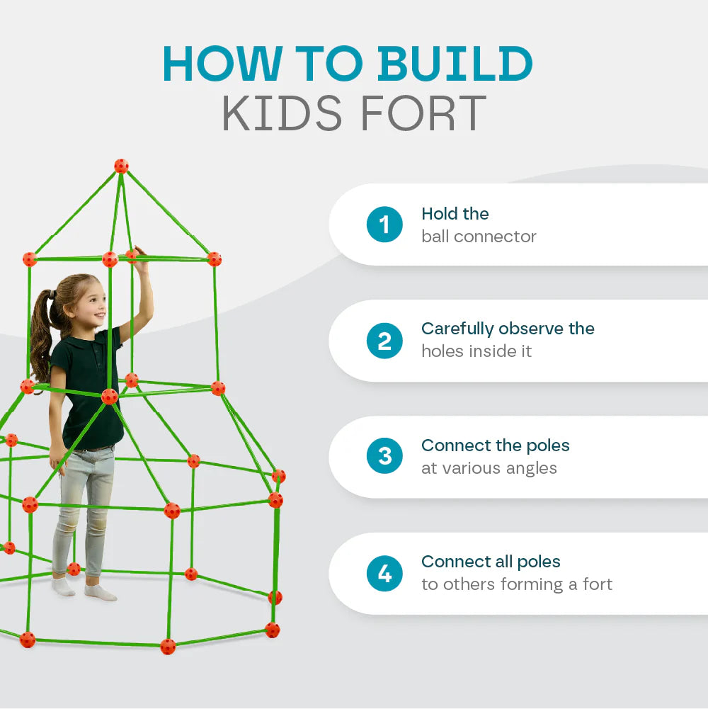 Kids DIY Fort STEM Building Kit Toy | Construction Fort with Playhouse Cover