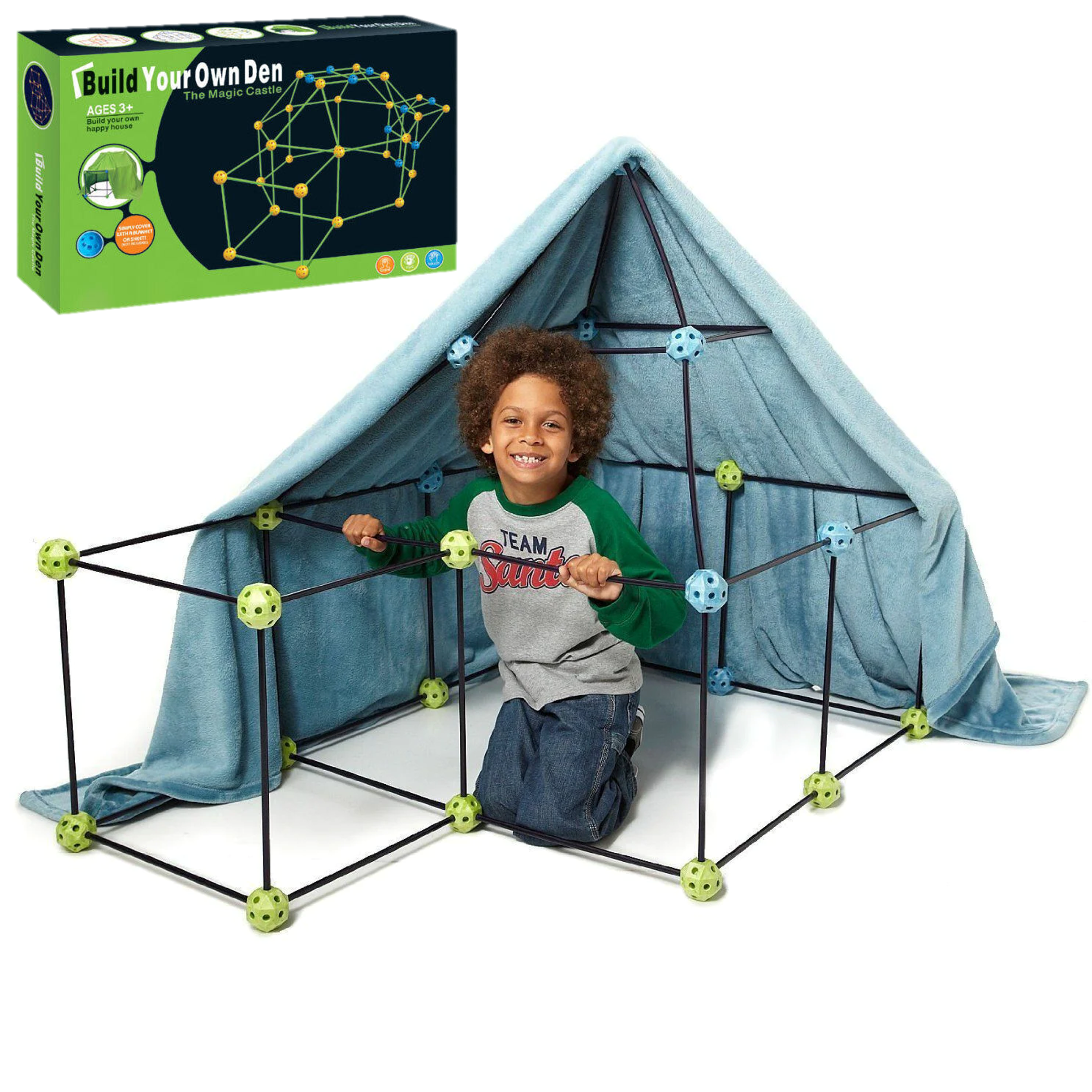 Kids DIY Fort STEM Building Kit Toy | Construction Fort with Playhouse Cover