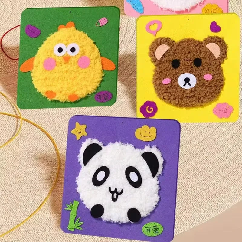 Kids Sewing Kit Felt Animal Designs | Child-Safe Needles & Colourful Yarn Included | Builds Focus and Fine Motor Skills