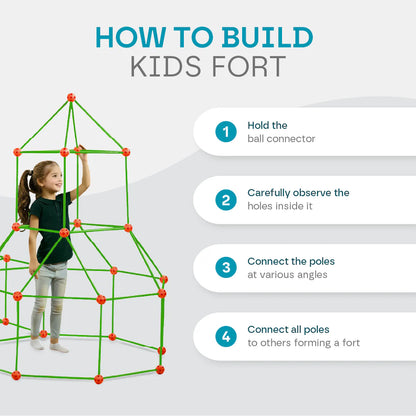 Kids DIY Fort STEM Building Kit Toy | Construction Fort with Playhouse Cover