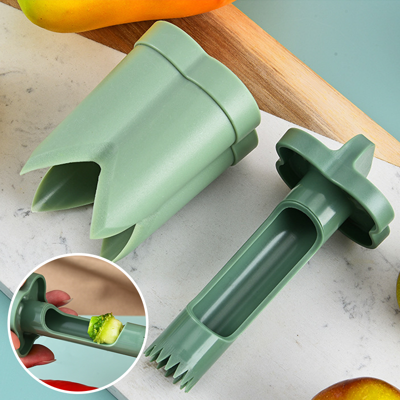 Kitchen Gadget Fruit Pepper Corer 2-in-1 ABS with Finger-Friendly Design