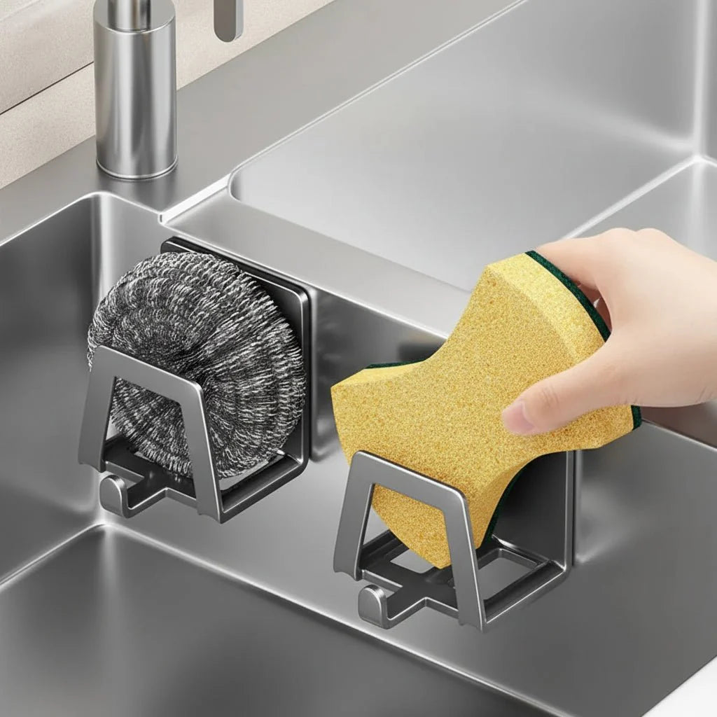 Kitchen Sink Organizer | Adhesive Sponge Holder With A Hook
