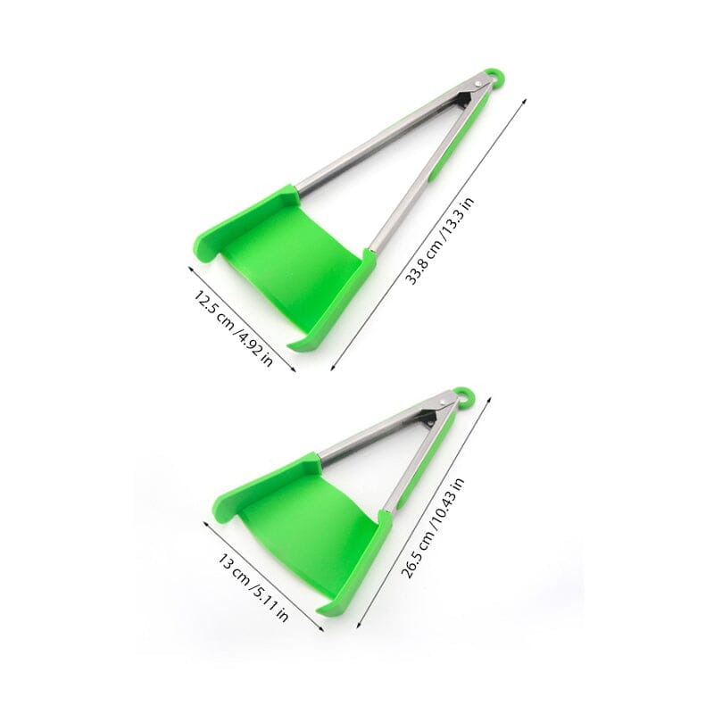 Kitchen Tongs and Spatula Stainless Steel | 2-in-1 Grip, Flip and Scoop Design | Non-Stick Safe and Heat Resistant